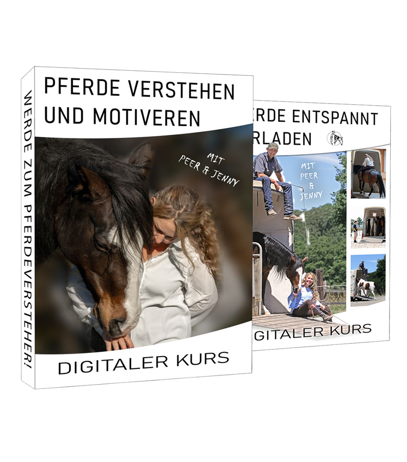 Zwei digitale Kurse von Peer und Jenny: Pferde verstehen und motivieren sowie Pferde entspannt verladen.